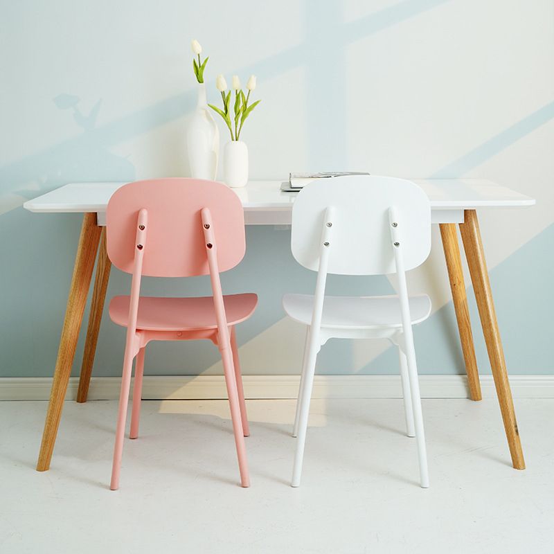 Silla lateral de plástico moderna para interiores y exteriores, sillas sin brazos con respaldo abierto para comedor