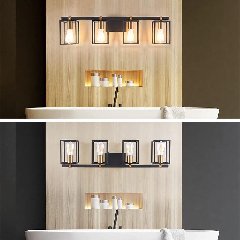 Black 1/2/3/4-Light Bathroom Vanity Light Modern Metal Bath Bar