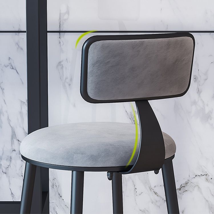 Modern Armless Backrest Counter Stool Iron Household Bar Stool with Velvet Cushion