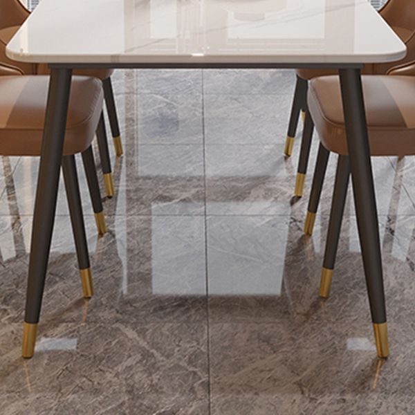 Modern 4 Legs Dining Table Stone and Steel Rectangle Counter Dining Table