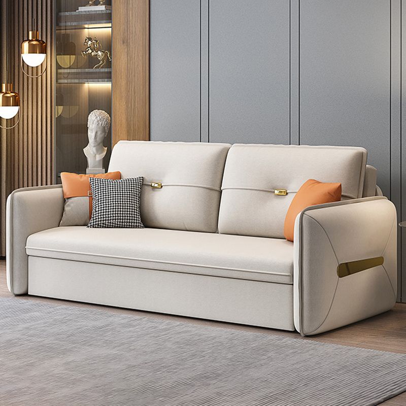 Contemporary Square Arm Faux Leather Stain Resistant Bed Settee
