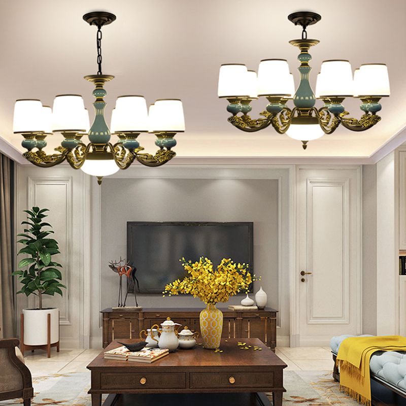 Cylinder Shape Pendant Lights Modern Style Glass Chandelier Light Fixtures