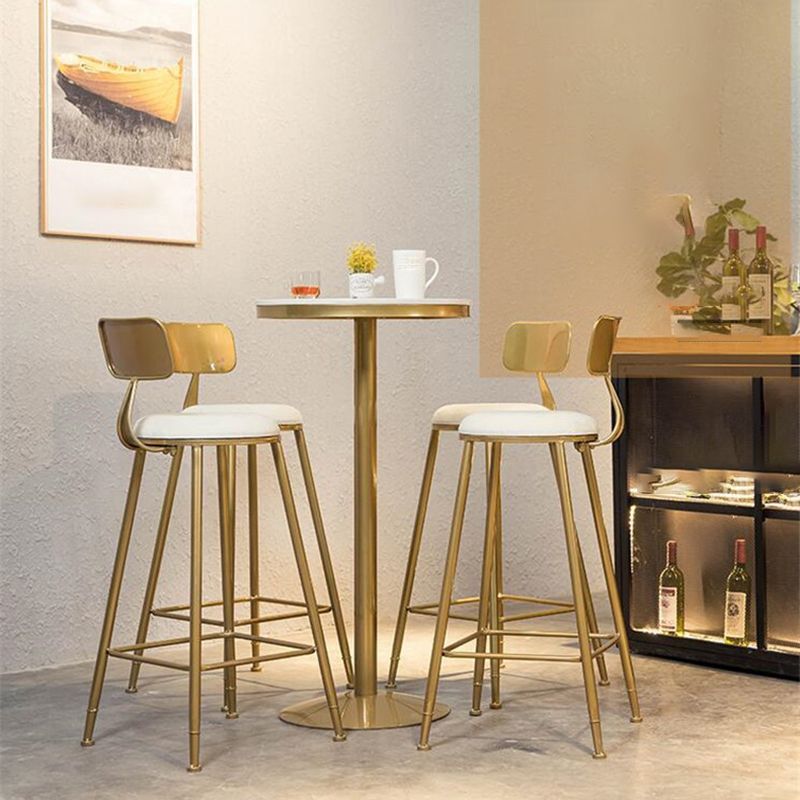 Nordic Style Backrest Counter Stool Iron Cafe Bar Stool with Cushion and Pedal