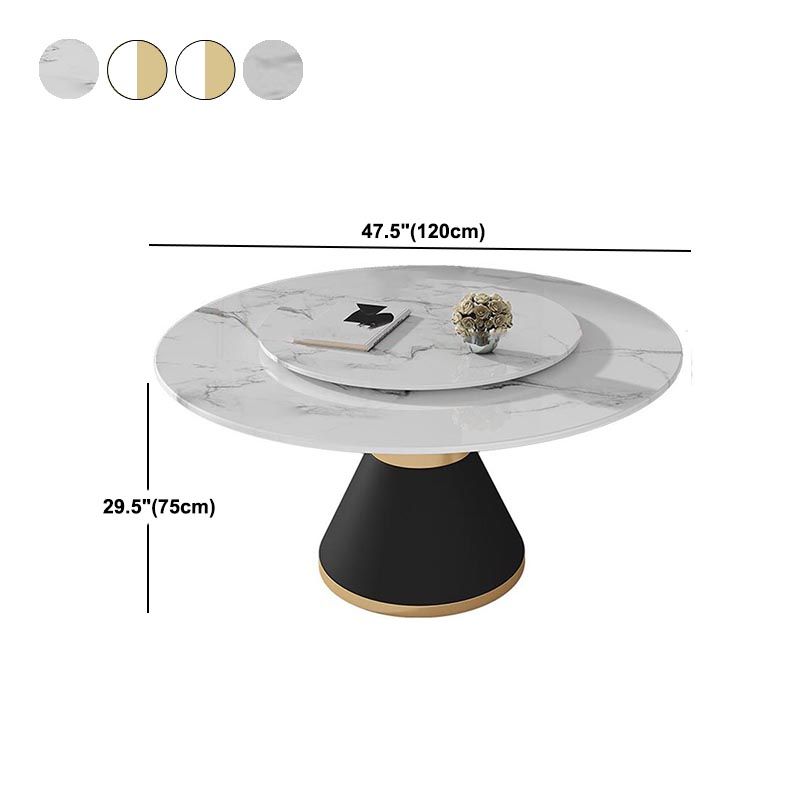 White Marble Top Dining Site Table Traditional Luxury Round Pedestal Table