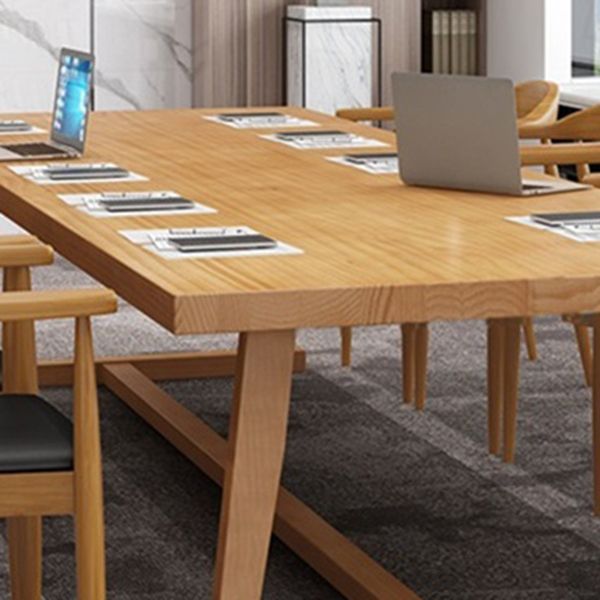 Tavolo rettangolare contemporaneo in legno massiccio tavolo da pranzo in legno con cavalletto