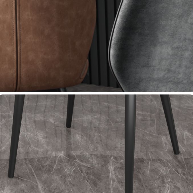 Leder zeitgenössischer Wingback Side Stuhl Küche Essstuhl mit Metallbeinen