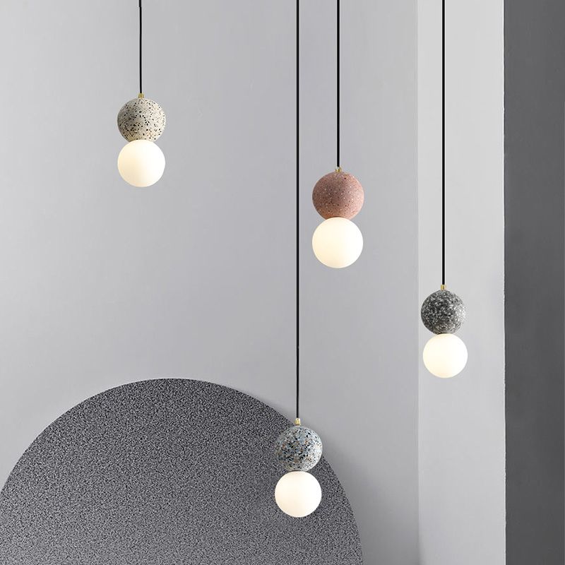 Verre Sphérique Shade Hanging Lights Modern Style 1 Light Hanging Mount Fixture For Dining Room