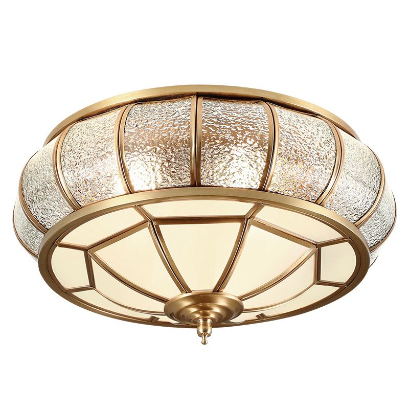 Colonial Vintage cuivre intérieur encastré laiton Bowl suspension avec abat - jour en verre dépoli