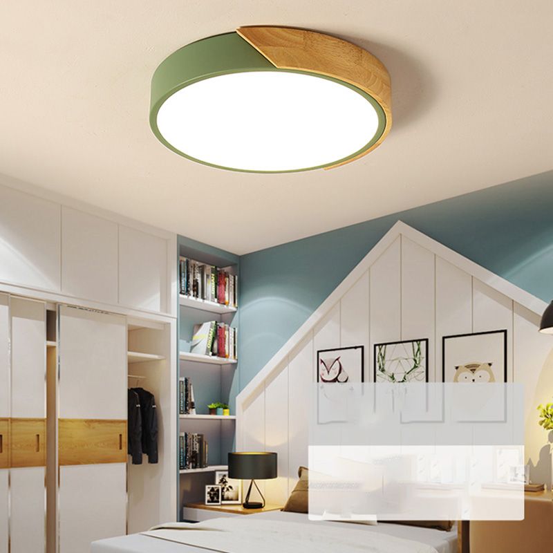 Modern Macaroon Round Shape Ceiling Lamp Iron LED Ceiling Light for Bedroom