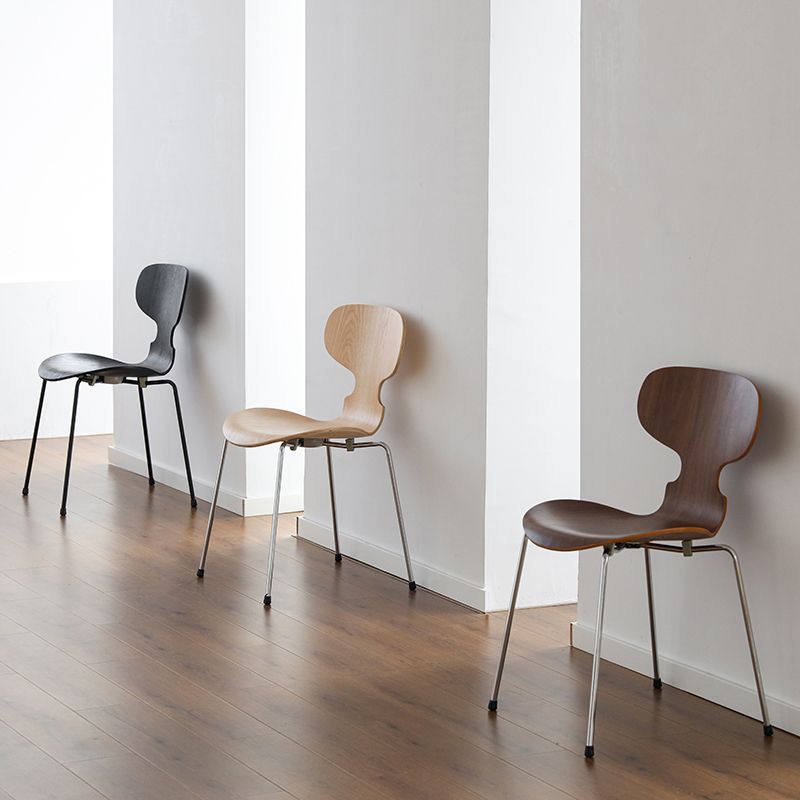 Silla de comedor de metal moderno, silla lateral de comedor de madera para uso en restaurantes