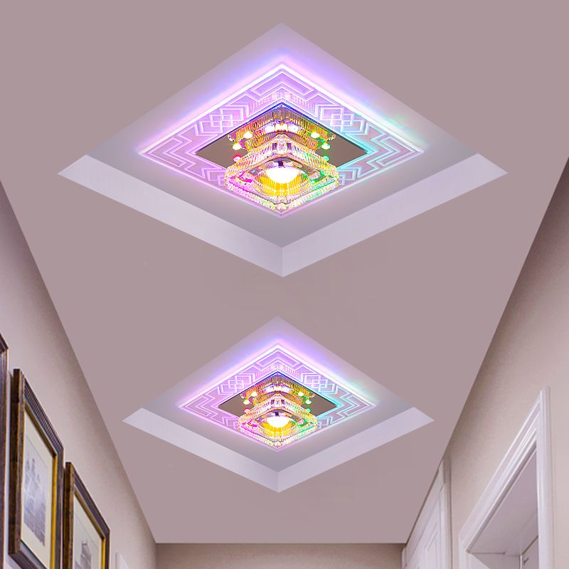 Plafonnier LED en cristal de style moderne, plafonnier encastré avec trou de 2 à 4 pouces de diamètre