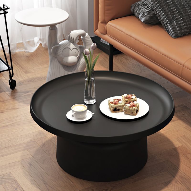 Black/White Metal Coffee Table Round Tray Top Cocktail Table