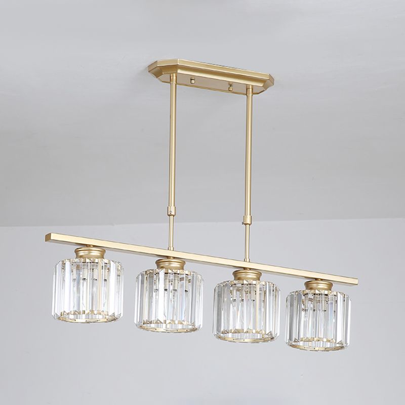 Contemporary Island Light Cylinder Crystal Island Pendant Lights for Kitchen
