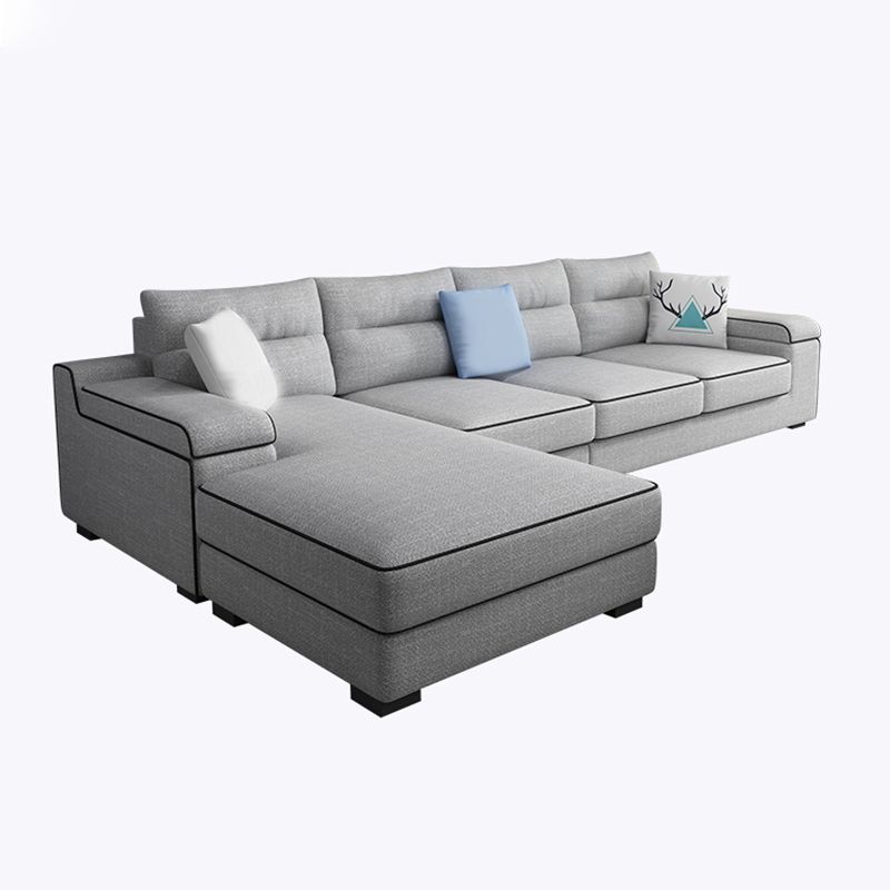 Pillow Top Arm L-Shape Pillowed Back Cushions Sectional Sofa with Chaise for Four People