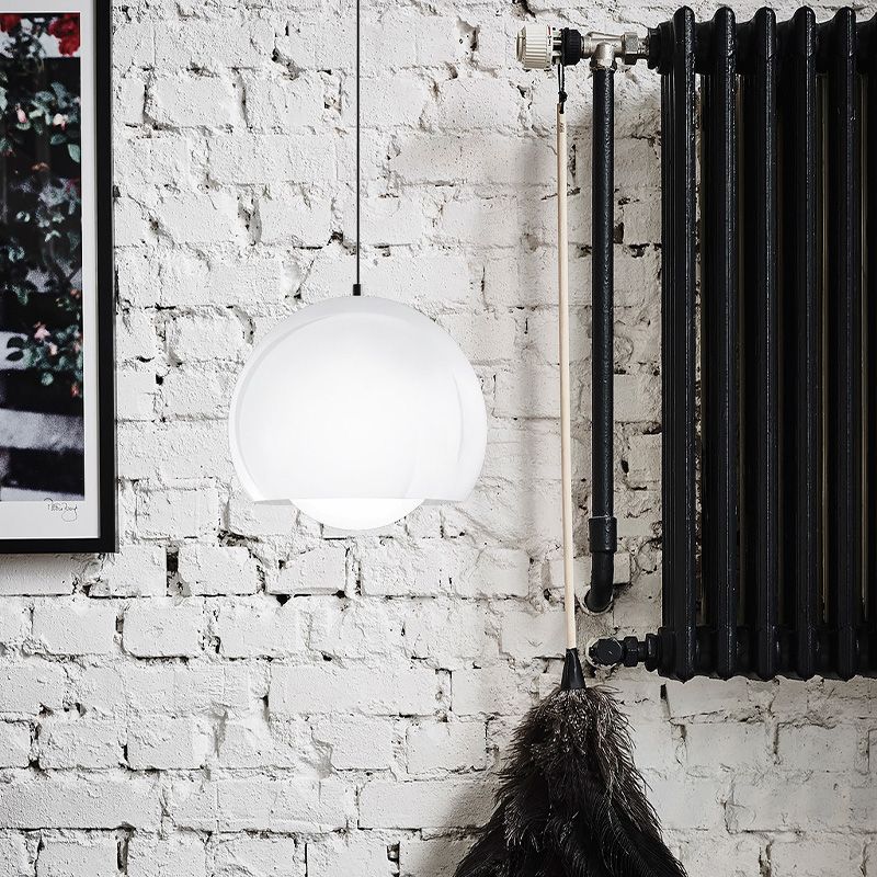 Sphere Pendant Light Minimalist Opal Glass 1 Light Restaurant Ceiling Suspension Lamp