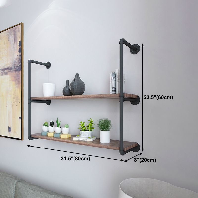 Wall Mounted Bookshelf Industrial Style Solid Wood Bookcase for Home Office
