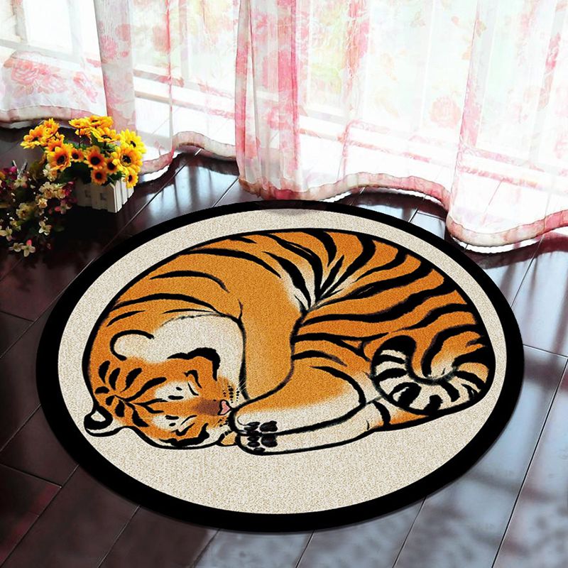 Brown Modern Rug Polyester Tiger Indoor Rug Washable Rug for Home Decor