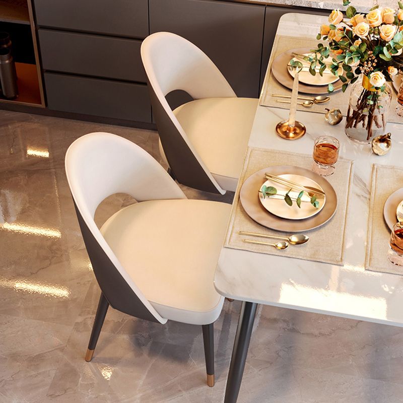 Glam Armless Dining Side Chair Black Metal Legs Open Back Dining Chairs