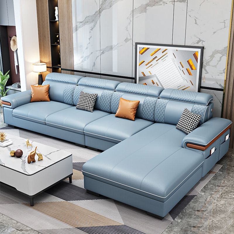 Modern Faux Leather Sofa with Pillow Top Arm for Living Room