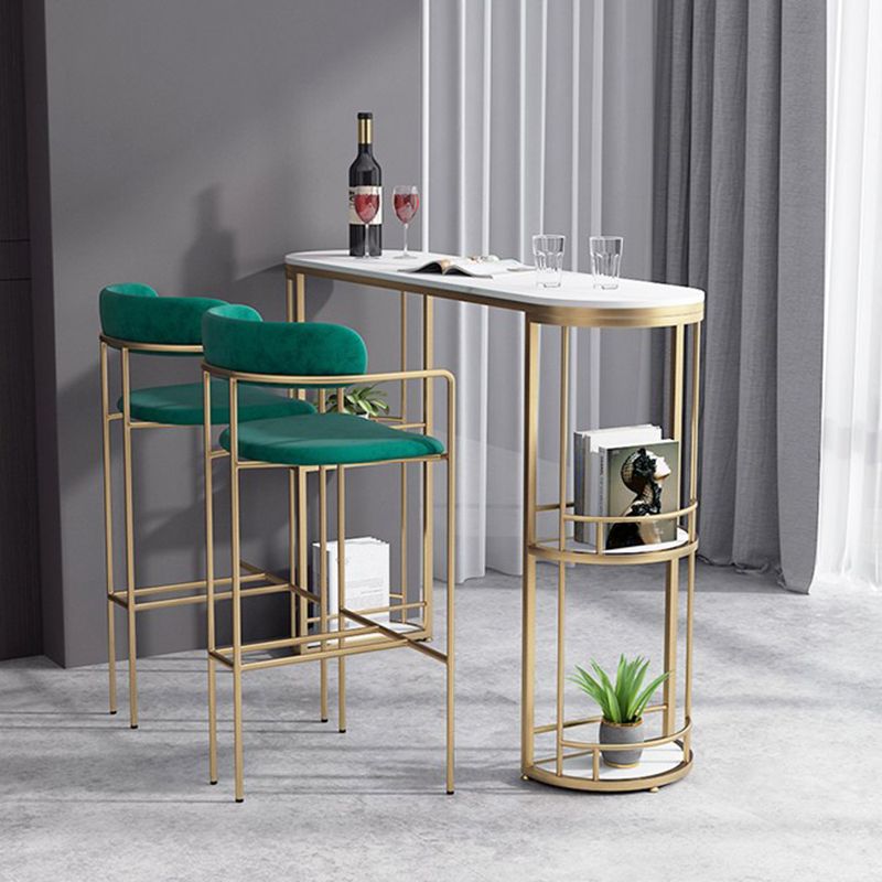 Modern Stone Ellipse Bar Table Storable Table for Living Room