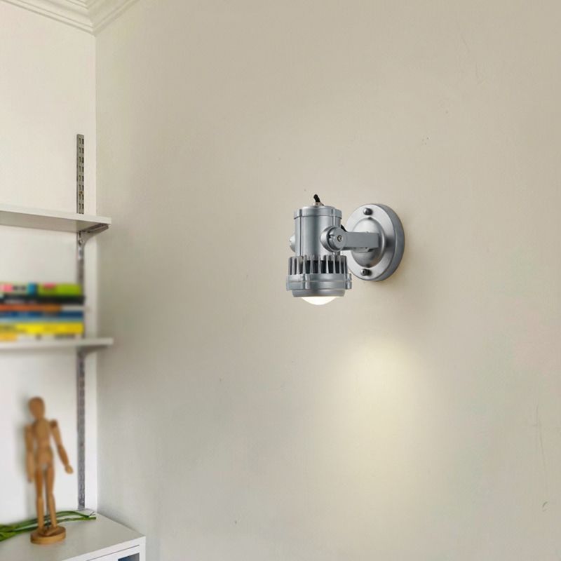 Silver Modern Metal Wall Sconce Cylinder Shape Wall Light with Glass Shade for Living Room