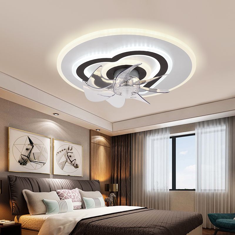 Black and White Disc Shaped Fan Light Minimalist LED Acrylic Semi Flush Mount Lighting