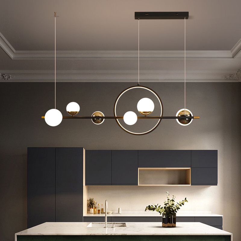 Contemporary Glass Chandelier Lamp Linear Island Pendant for Dining Room