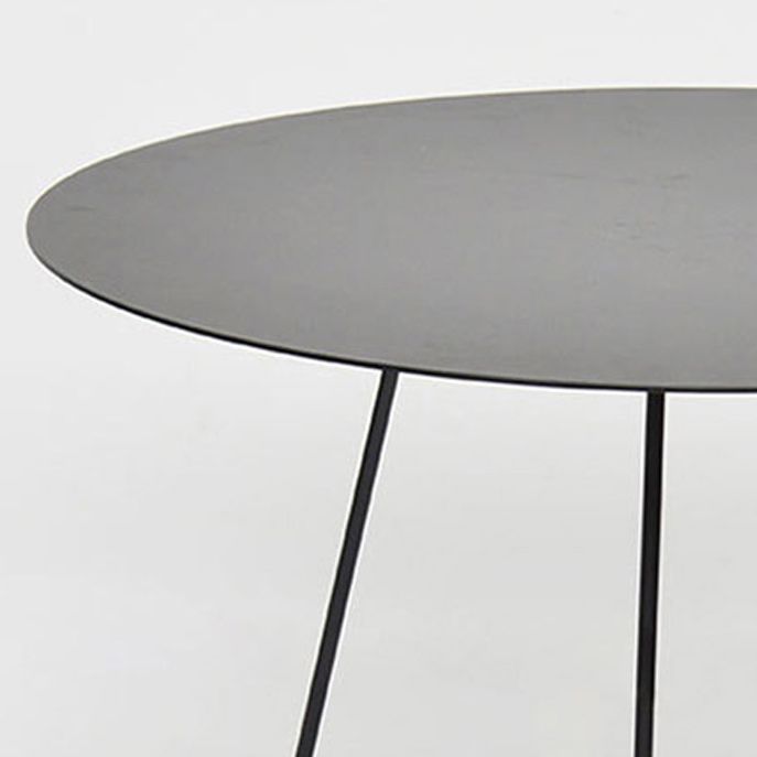 Mid-Century Modern Iron Coffee Table Set Black Finish Round Cocktail Table