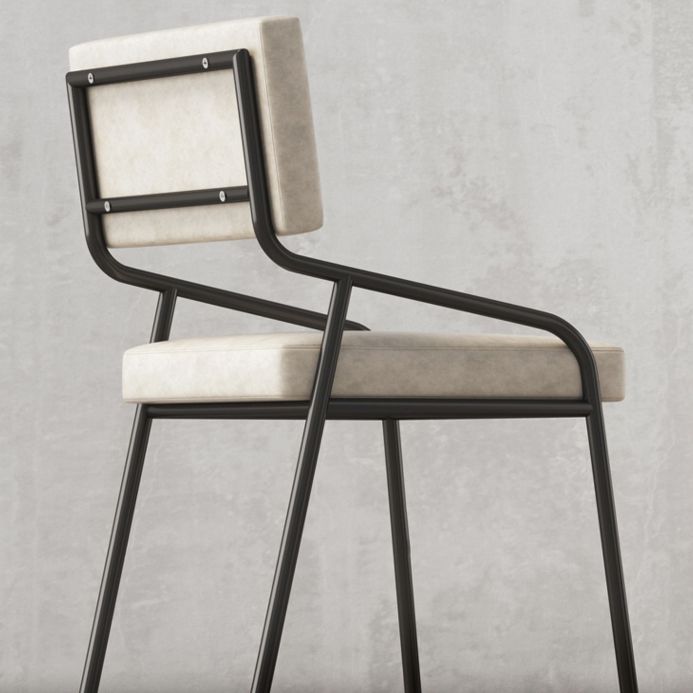 PU Leather Dining Chairs Industrial Style Open Back Armless Chair for Dining Room