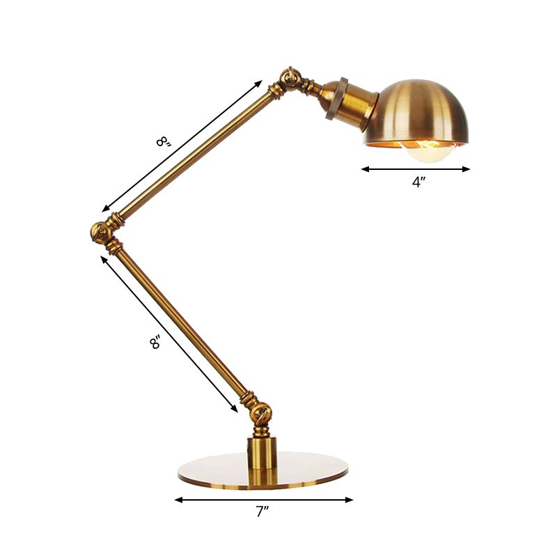 Lampe à ombre de bol doré industriel élégant 4 "/8,5" W 1 Éclairage de table en métal léger avec bras réglable