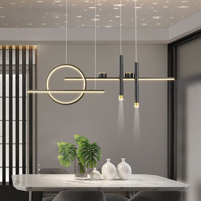 Cylinder Shape Island Lights Contemporary Style Metal 7 Light Island Lighting