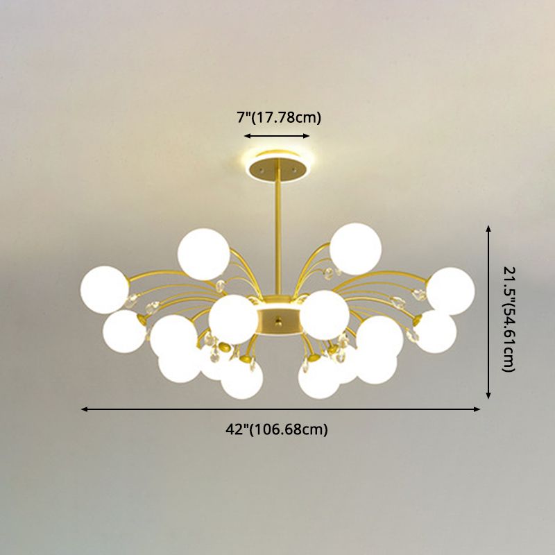 Contemporary Modo Chandelier Lighting Opal Frosted Glass Sitting Room Ceiling Hang Light