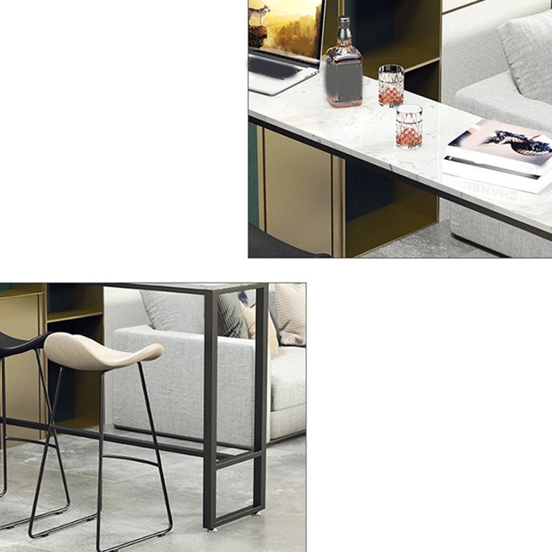 Industrial Style Rectangle Bar Table Faux Marble Bar-Height Bar Dining Table