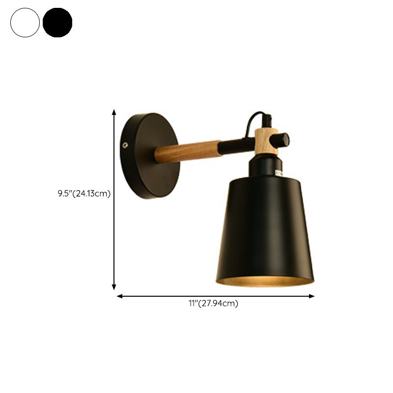 Nordic Wall Sconce Tapered Sconce Light with Metal and Wood for Bedroom