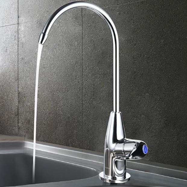 Modern Style Copper Kitchen Faucet Gooseneck Lever Handle Kitchen Faucet