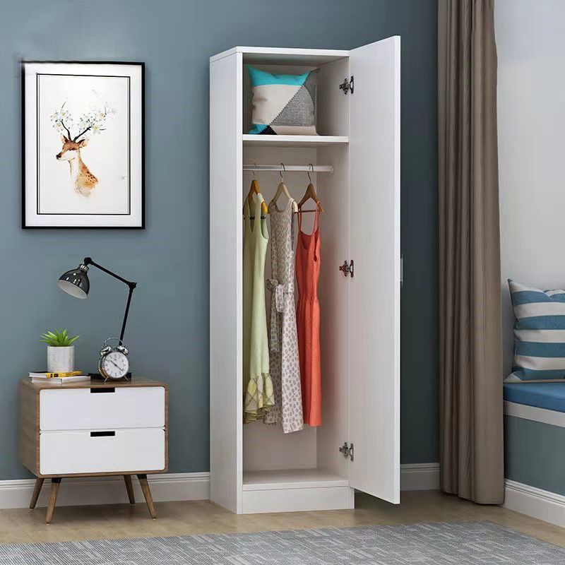 Contemporary White Wardrobe Armoire Hinged Wardrobe Cabinet for Home