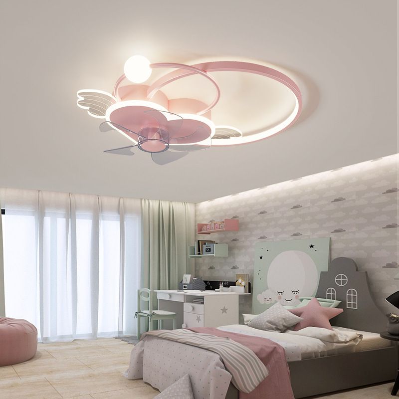 Heart and Halo en forma de techo en forma de anillo Cartoon acrílico LED LED Semi Flush Light