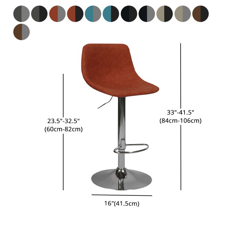 Taburete de bar de metal contemporáneo con respaldo para interior con asiento de cuero