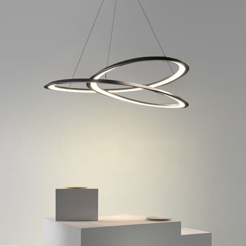Contemporary Seamless Curves Chandelier Pendant Light Metallic Suspension Pendant Light for Living Room