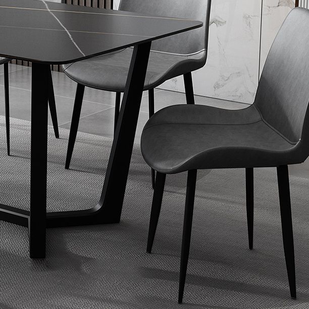 Mesa de comedor de estilo industrial mesa de piedra rectangular con base de caballete