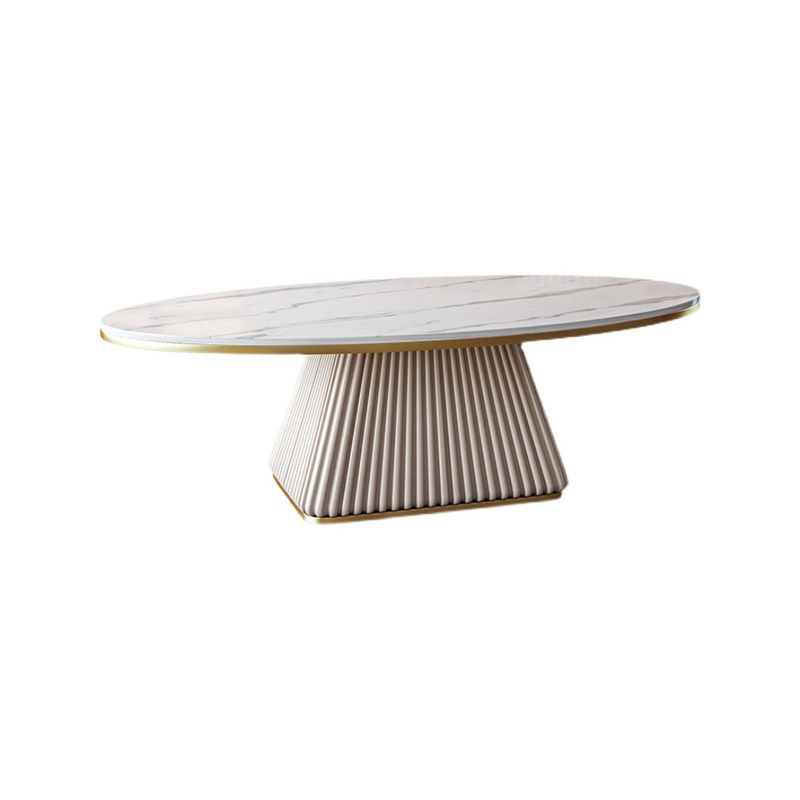 Modern Style Oval Coffee Table Metal Base on Top of Black Gold/platinum/white Slate