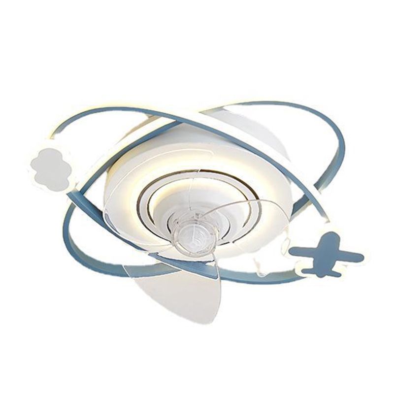3-Blade Children Ceiling Fan Polish Finish LED Fan with Light for Foyer