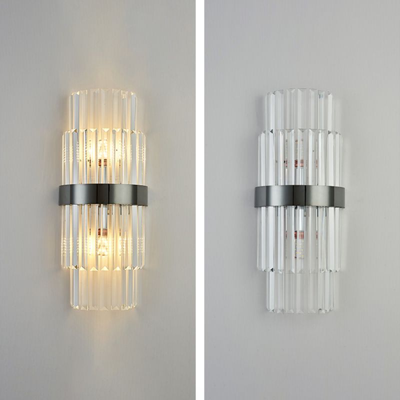 Crystal Geometry Shape Wall Lights Modern Style 2 Light Wall Sconce for Bedroom