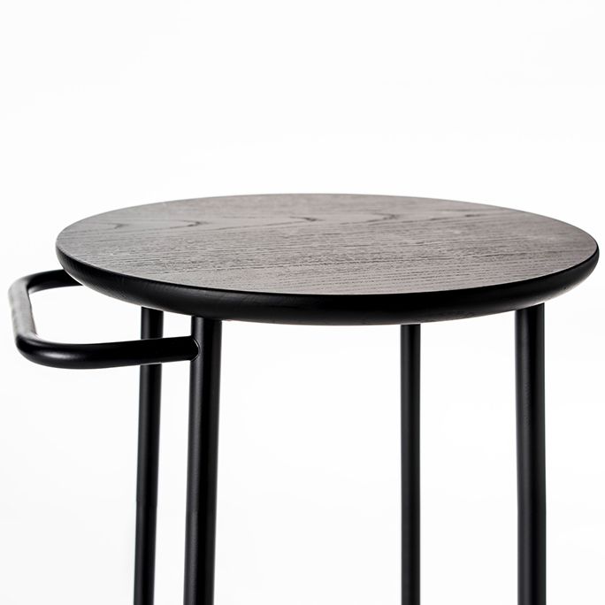 Contemporary Round Bar Stool Wooden Counter Bar Stool with Metal Legs