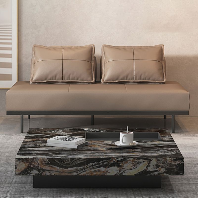 Contemporary Faux Leather Sleeper Sofa Pillow Back Futon Sleeper Sofa Bed