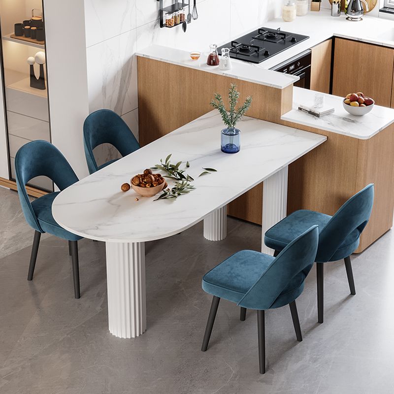 Solid Wood Legs Contemporary Free Form Dining Table Sintered Stone Dining Table for Kitchen