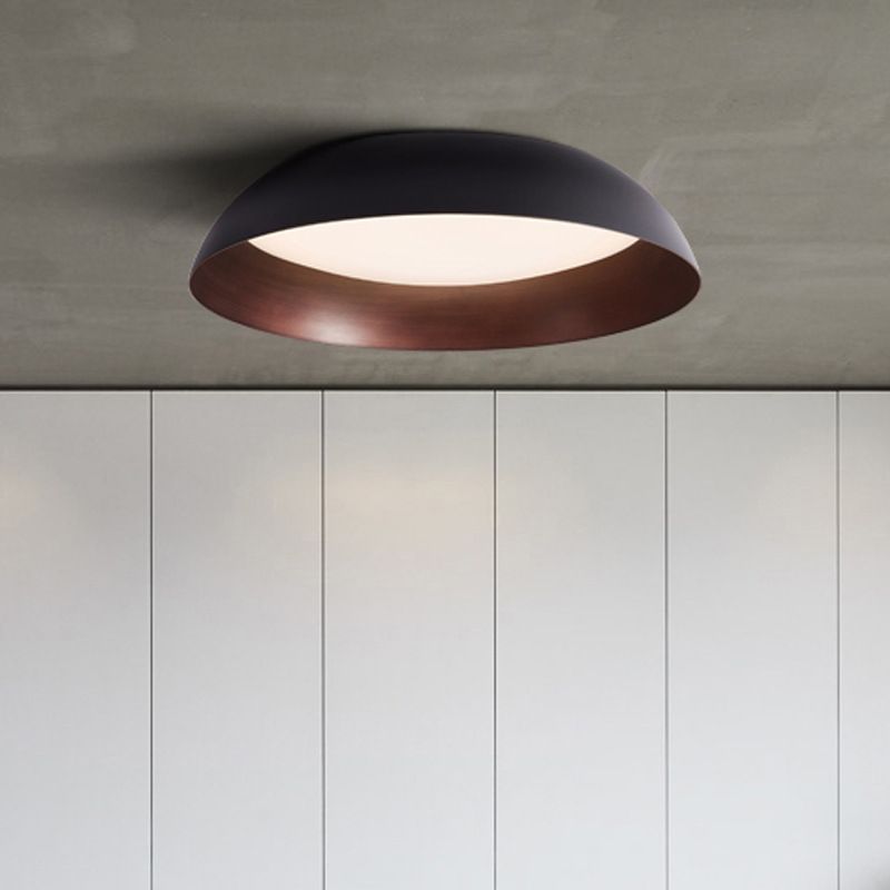 Nordic Style Bowl Shade Ceiling Lighting Metal Foyer LED Flush Light with Recessed Diffuser