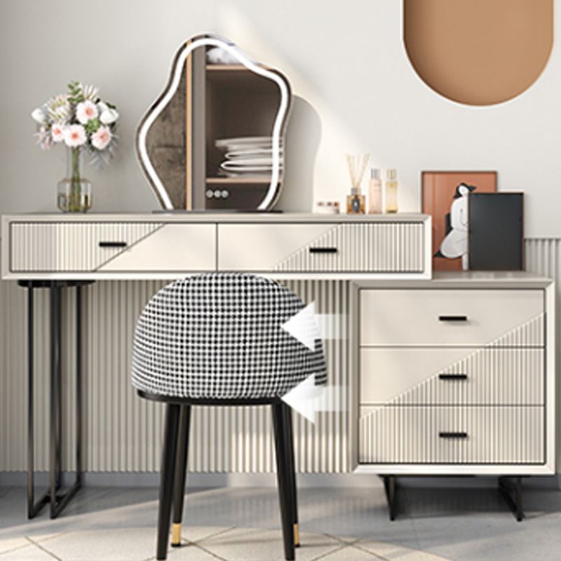Scandinavian Stone White Vanity Desk 5-Drawers Vanity Dressing Table