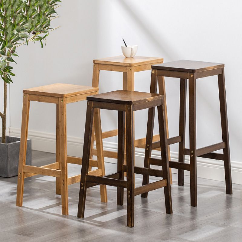 Dining Room Simple Wood Barstool Wood 4 Legs Bar Stool with Pedal