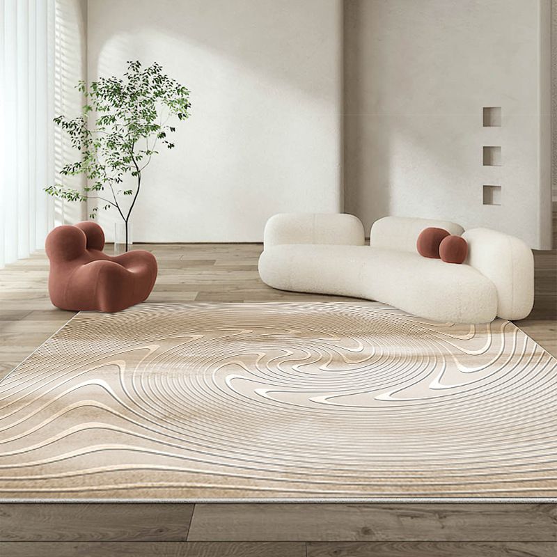 Light Grey Modern Rug Polyester Line Rug Stain Resistant Rug for Living Room
